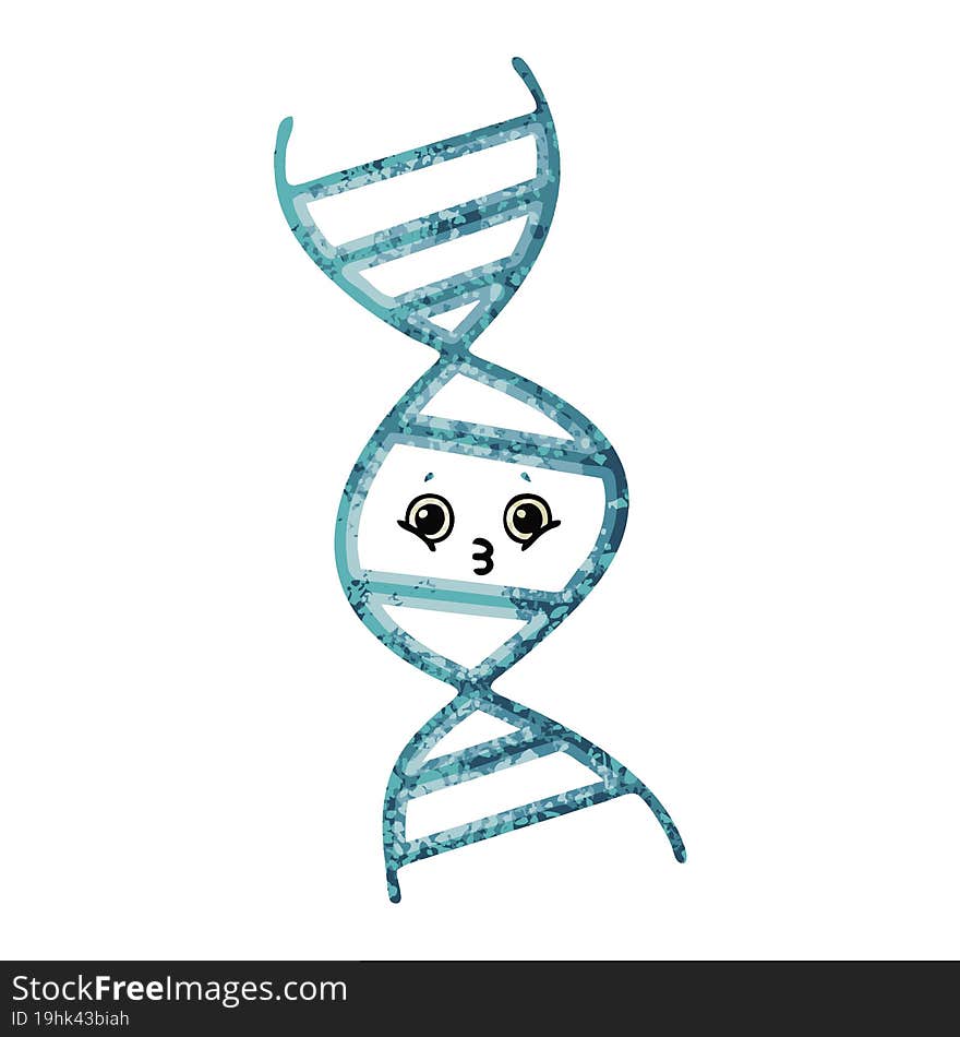 Retro Illustration Style Cartoon DNA Strand