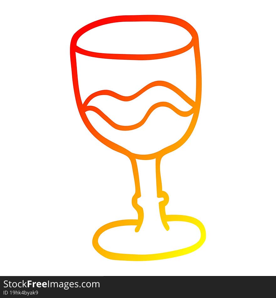 Warm Gradient Line Drawing Cartoon Glass Of Red Wine