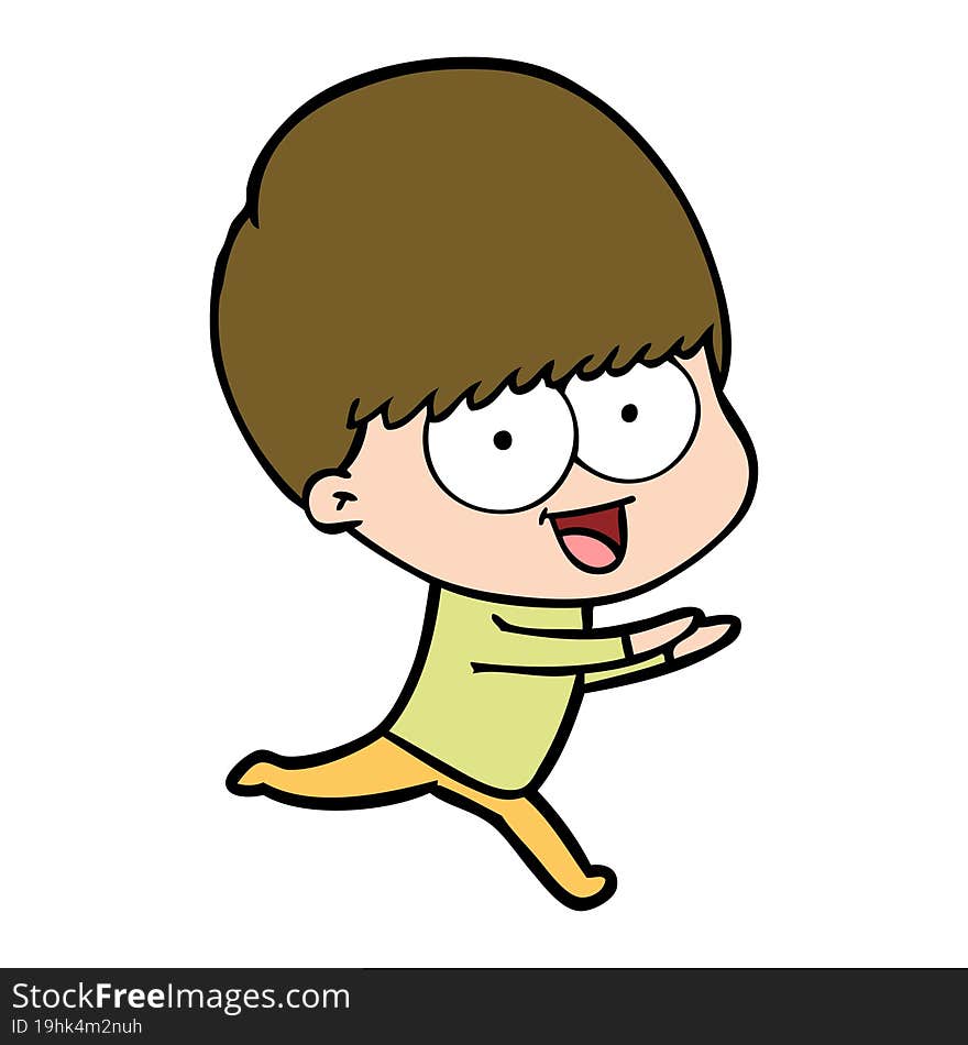 happy cartoon boy running. happy cartoon boy running