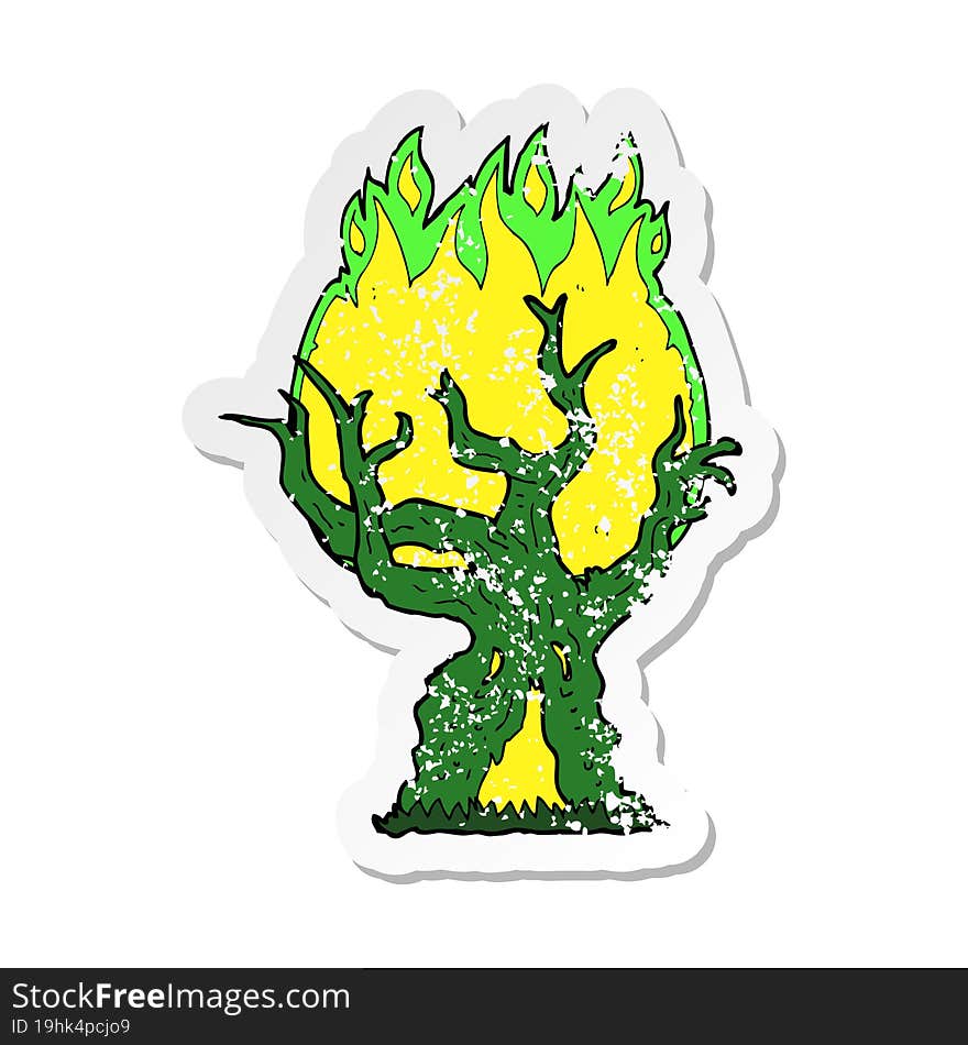 retro distressed sticker of a cartoon spooky old tree