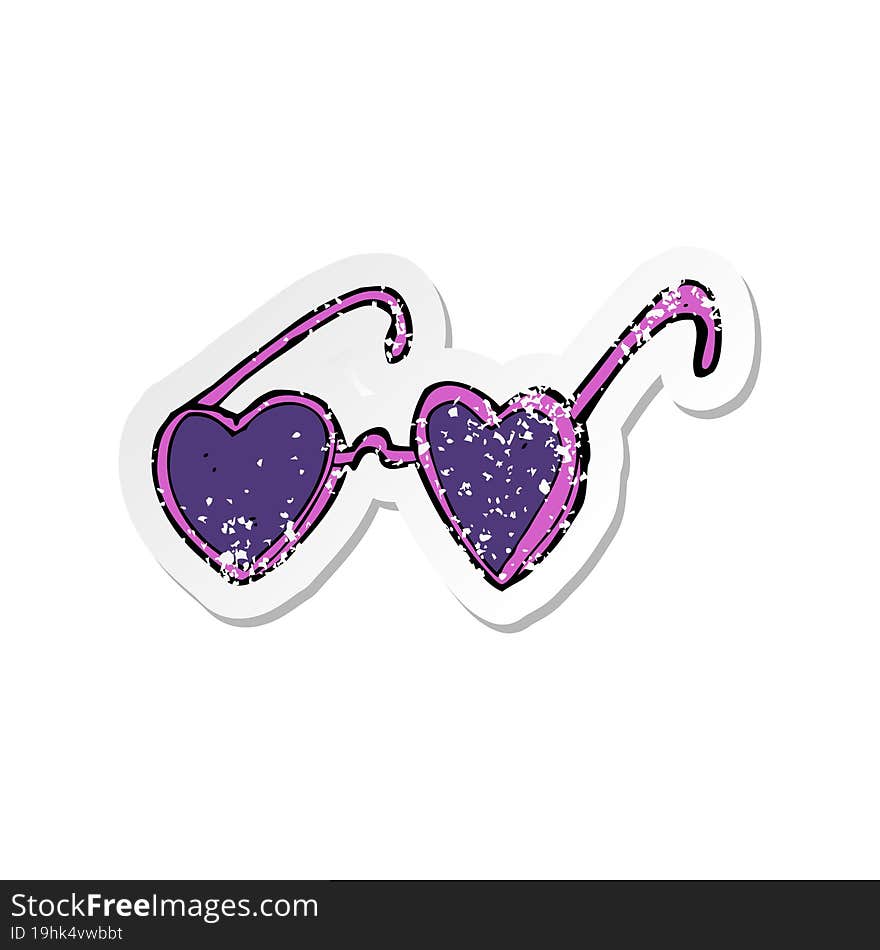 retro distressed sticker of a cartoon heart sunglasses