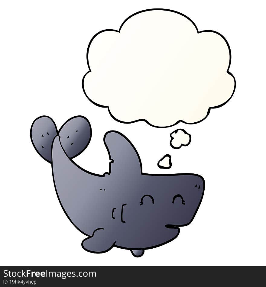 cartoon shark and thought bubble in smooth gradient style