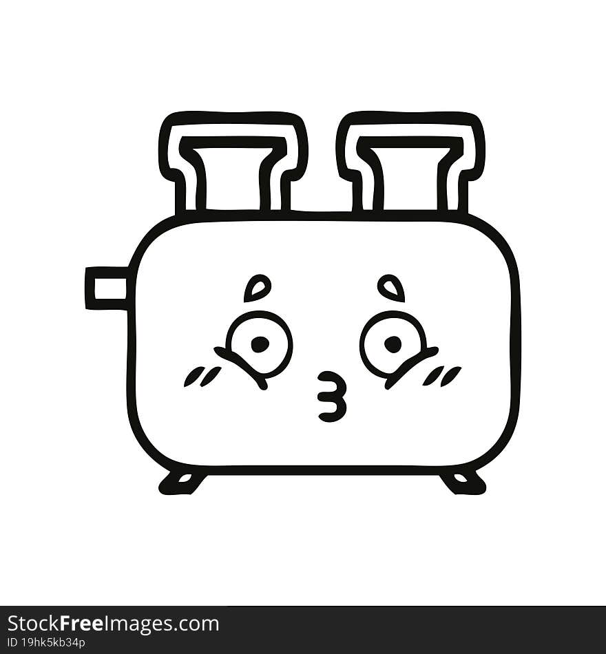 line drawing cartoon of a of a toaster