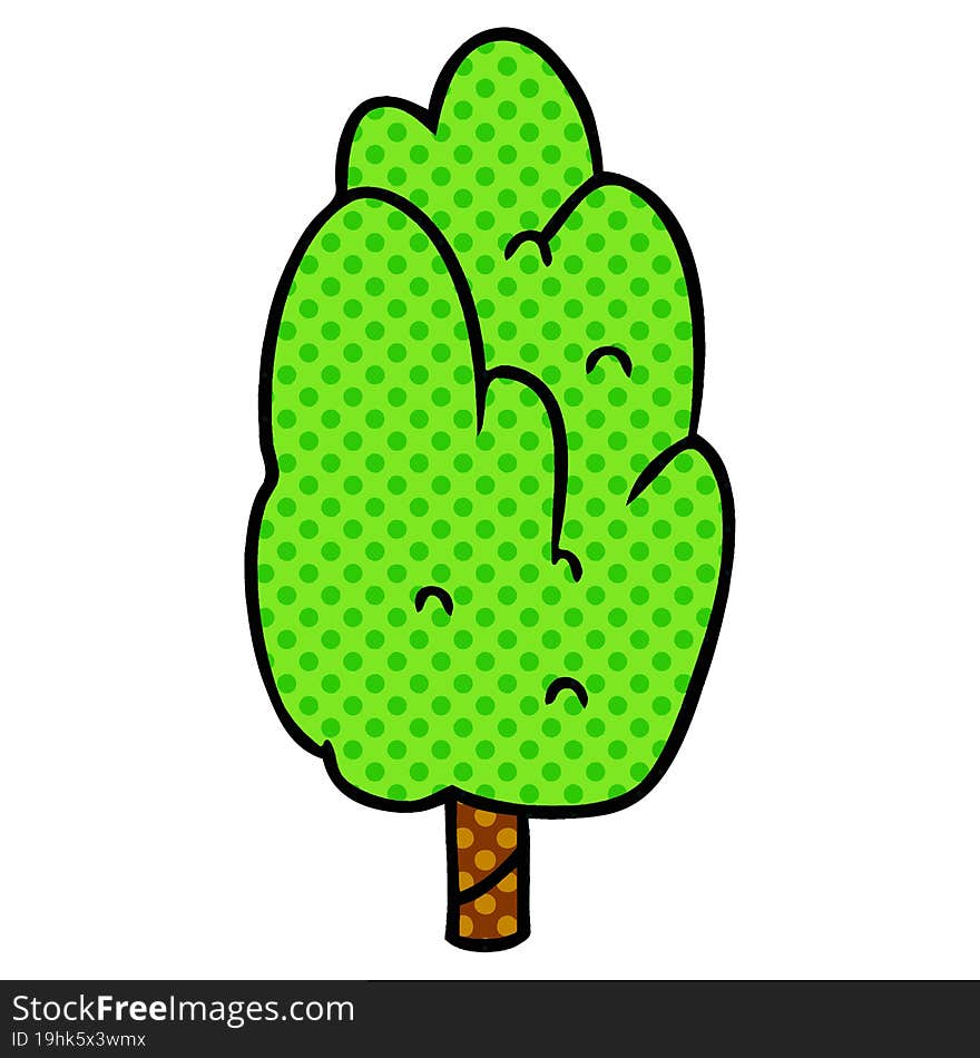 cartoon doodle single green tree