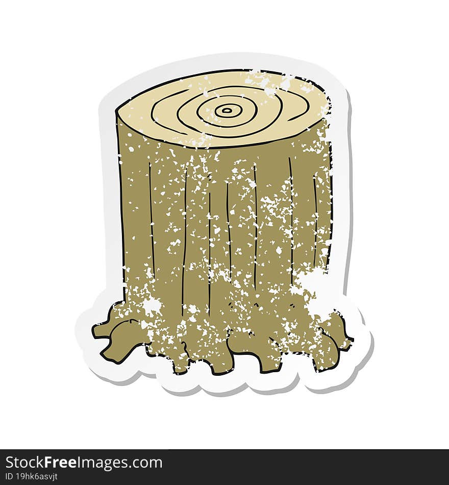 retro distressed sticker of a cartoon tree stump