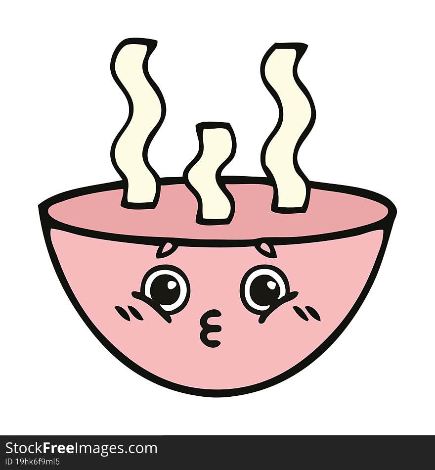 cute cartoon bowl of hot soup