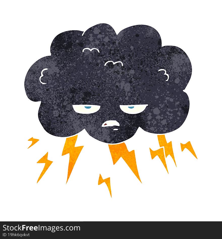 retro cartoon thundercloud