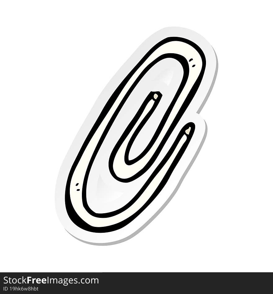 Sticker Of A Cartoon Paperclip