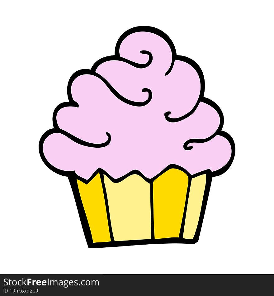 hand drawn doodle style cartoon cupcake