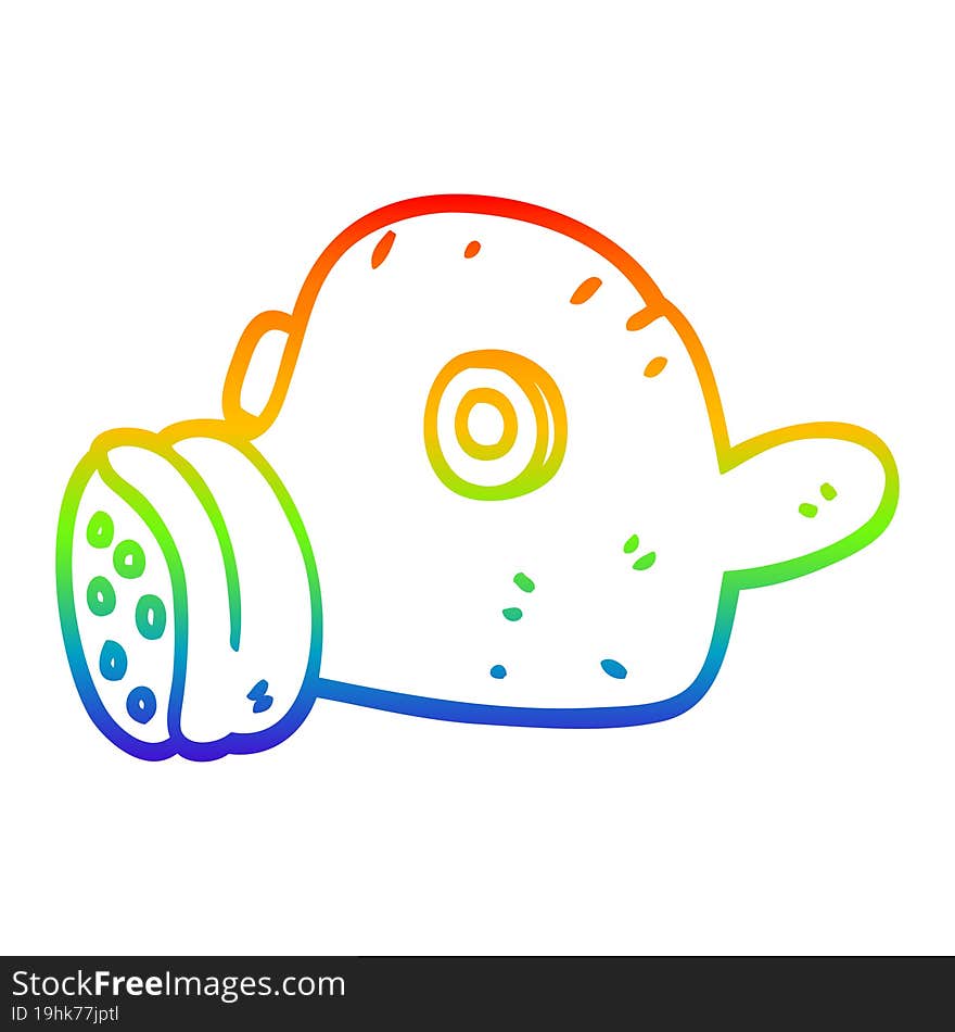 rainbow gradient line drawing of a cartoon gas mask