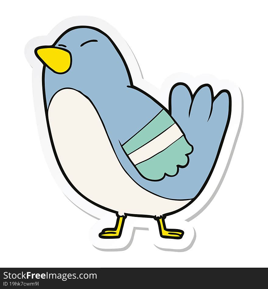 Sticker Of A Cartoon Bird