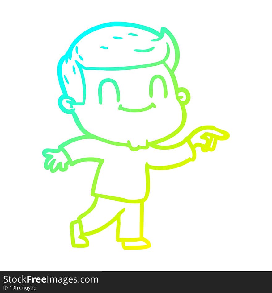 cold gradient line drawing of a cartoon friendly man