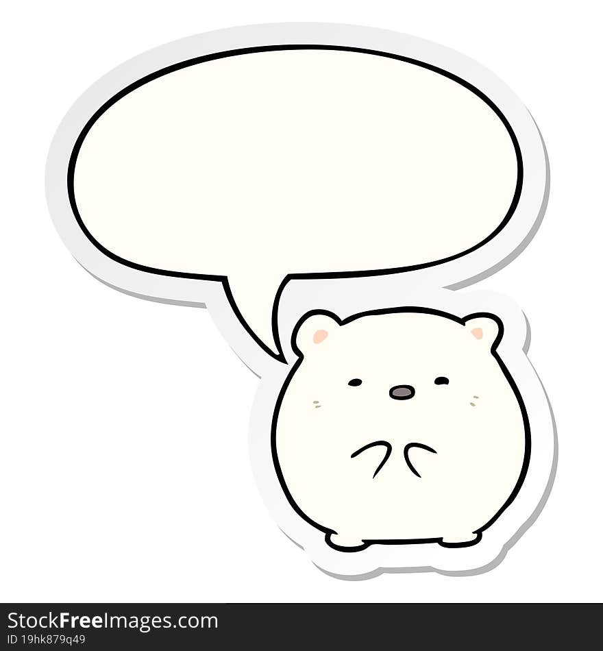 cute cartoon polar bear and speech bubble sticker