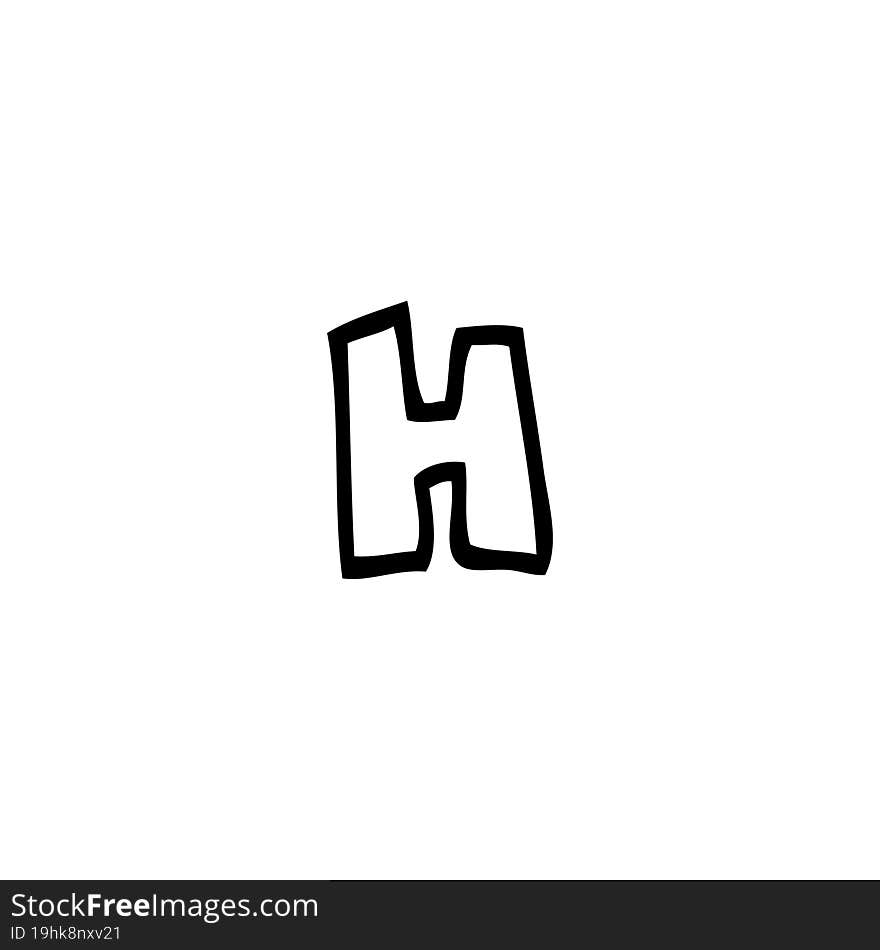 line drawing cartoon letter h