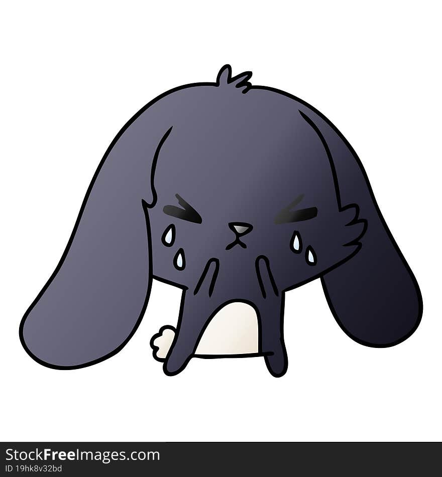 gradient cartoon of cute kawaii sad bunny