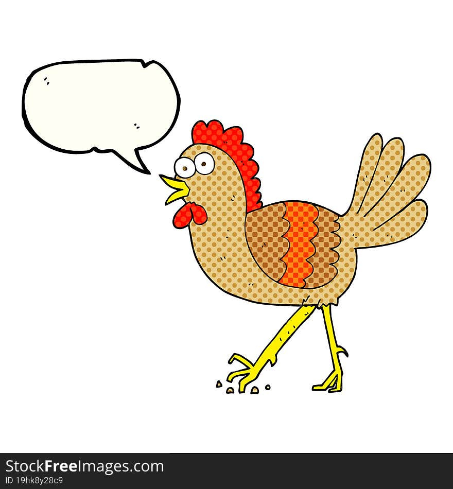 freehand drawn comic book speech bubble cartoon chicken