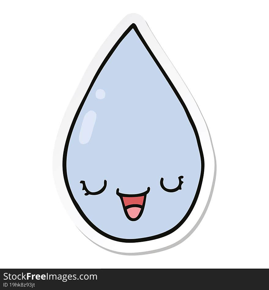 sticker of a cartoon raindrop