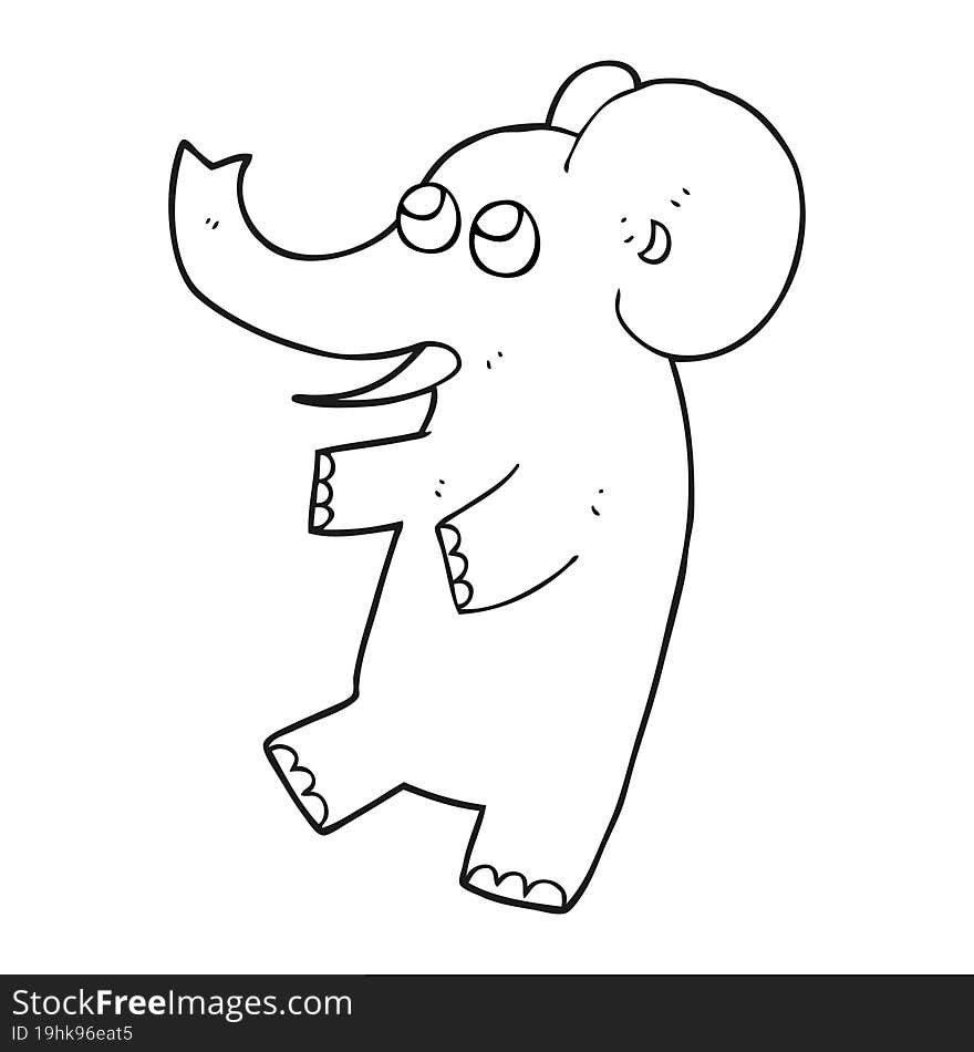 Black And White Cartoon Cute Elephant