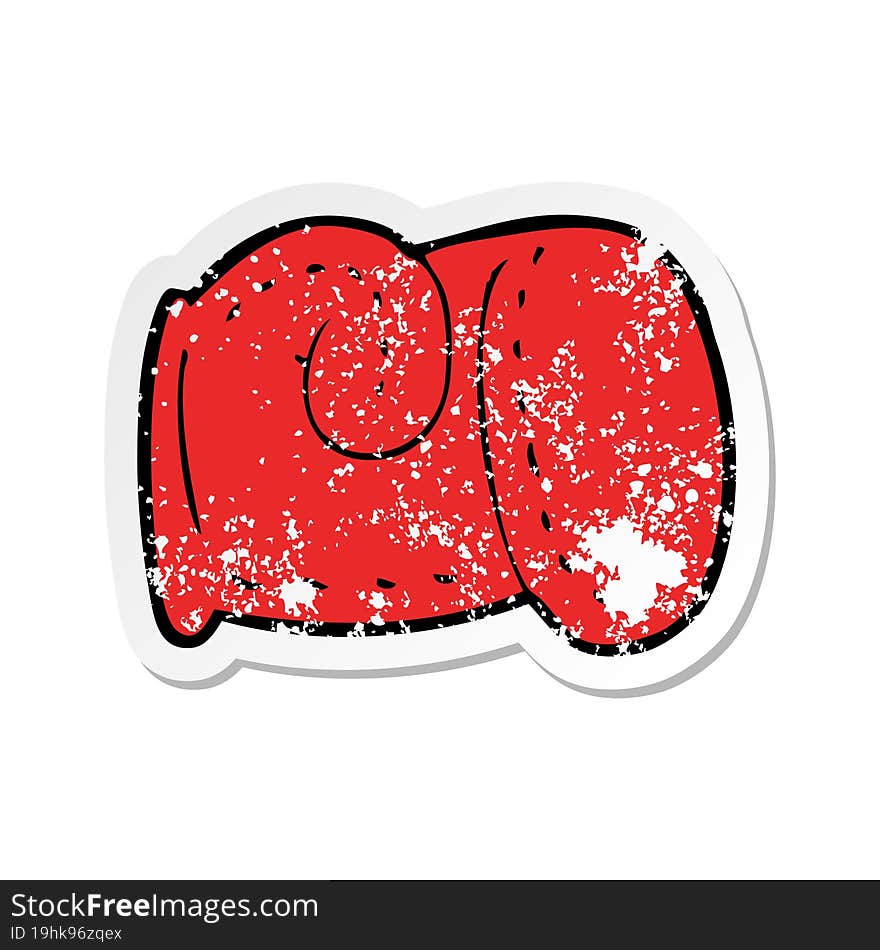 retro distressed sticker of a cartoon boxing glove