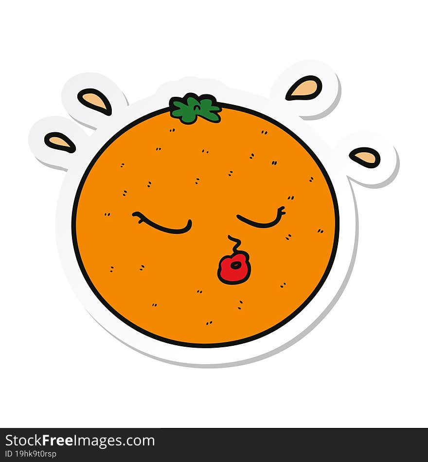 sticker of a cartoon orange