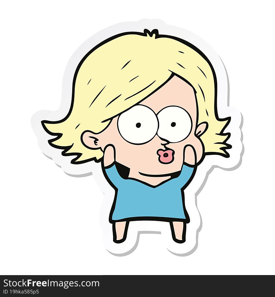 sticker of a cartoon girl pouting