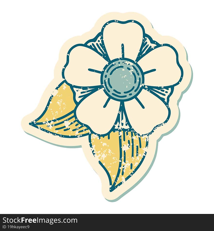 iconic distressed sticker tattoo style image of a flower. iconic distressed sticker tattoo style image of a flower