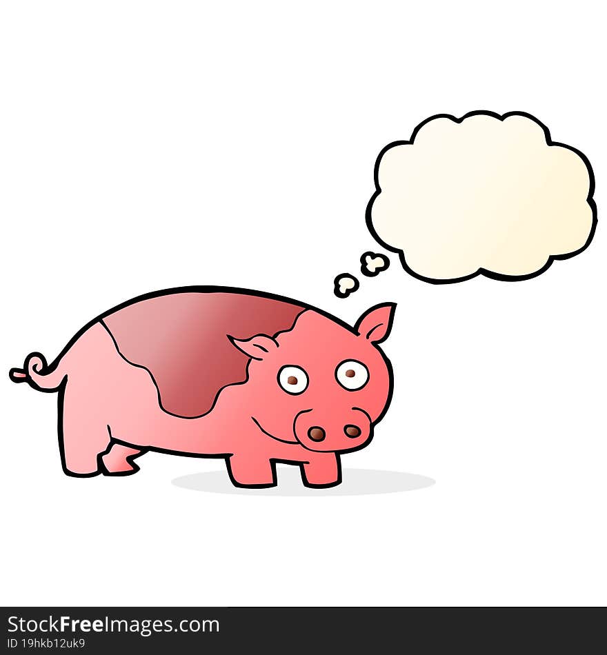 cartoon pig with thought bubble