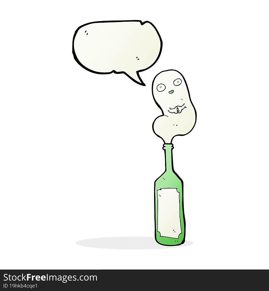 Cartoon Ghost In Bottle With Speech Bubble