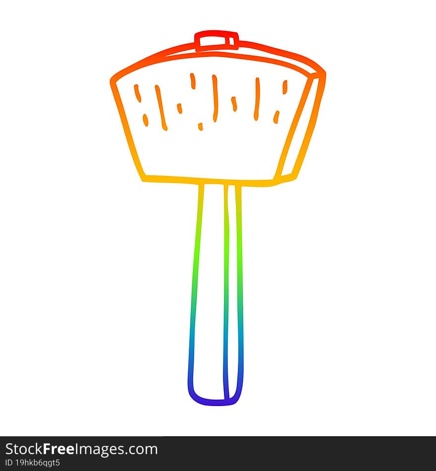 rainbow gradient line drawing of a cartoon mallet