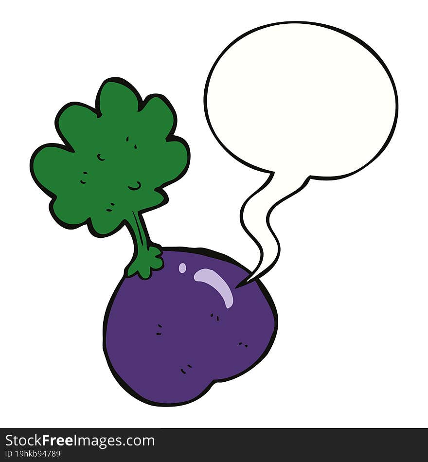 cartoon vegetable and speech bubble