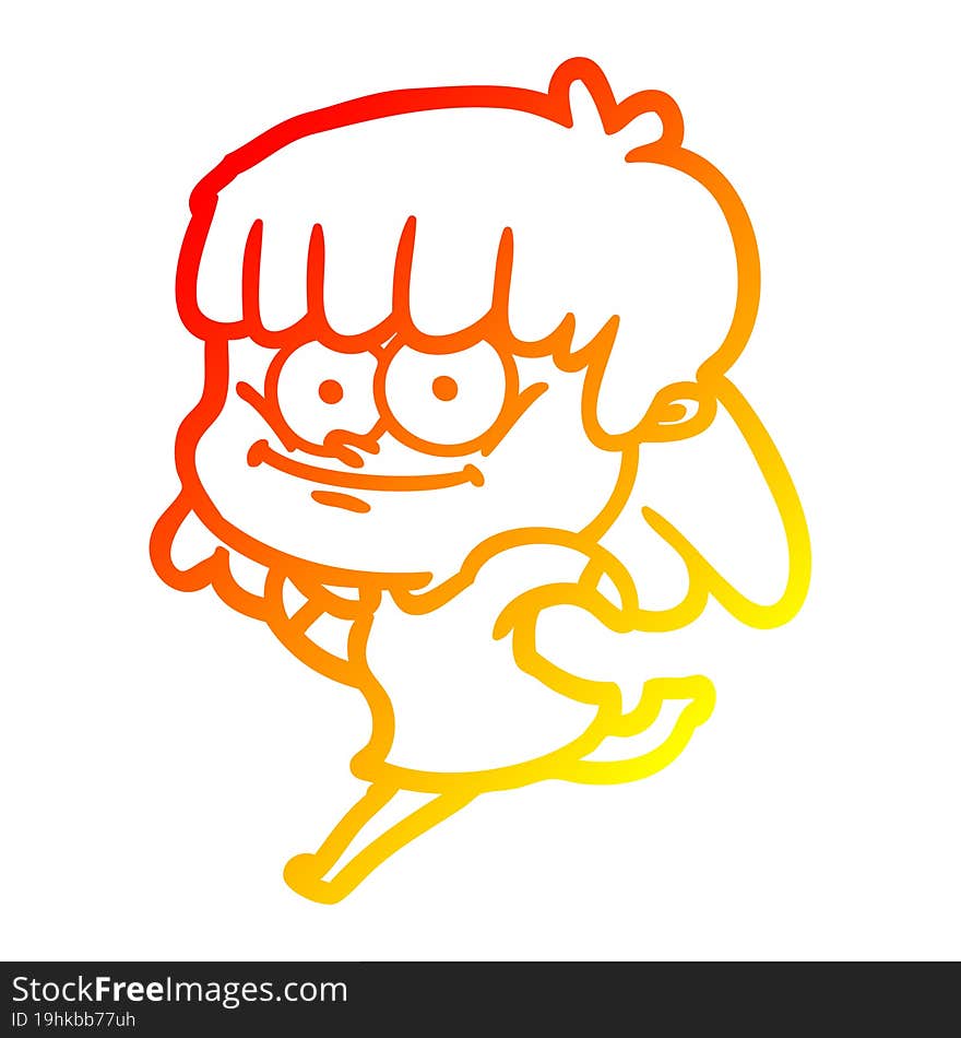 warm gradient line drawing cartoon smiling woman