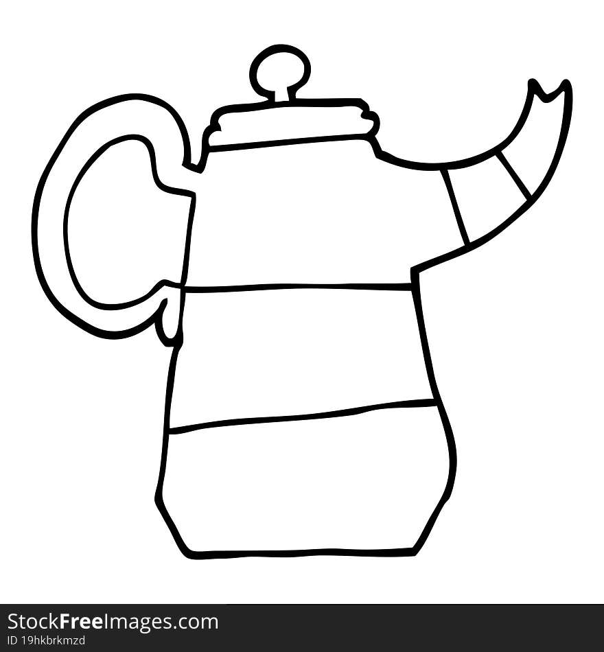 line drawing cartoon old kettle