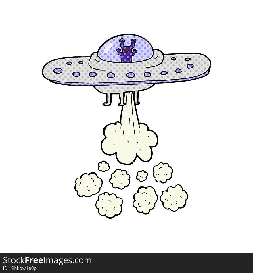 freehand drawn cartoon flying saucer