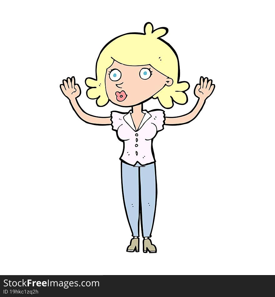 cartoon woman surrendering