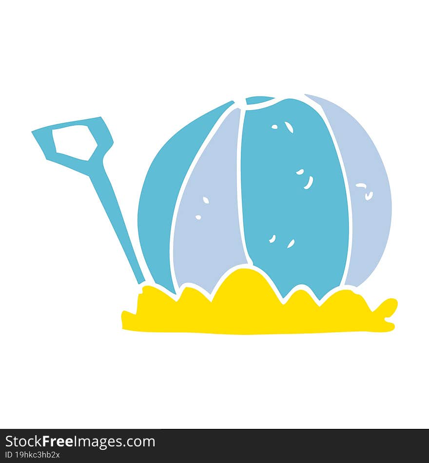 Cartoon Doodle Beach Ball And Spade