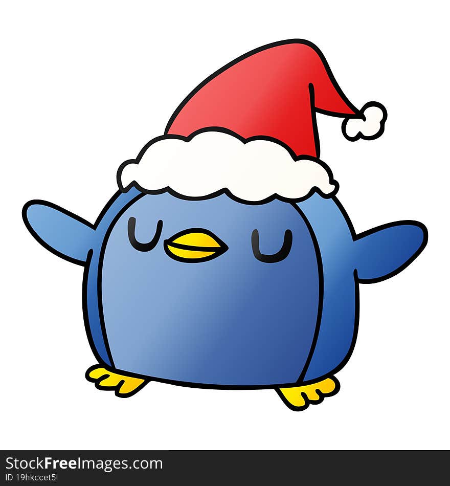 christmas gradient cartoon of kawaii penguin