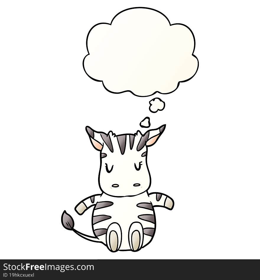 cartoon zebra and thought bubble in smooth gradient style