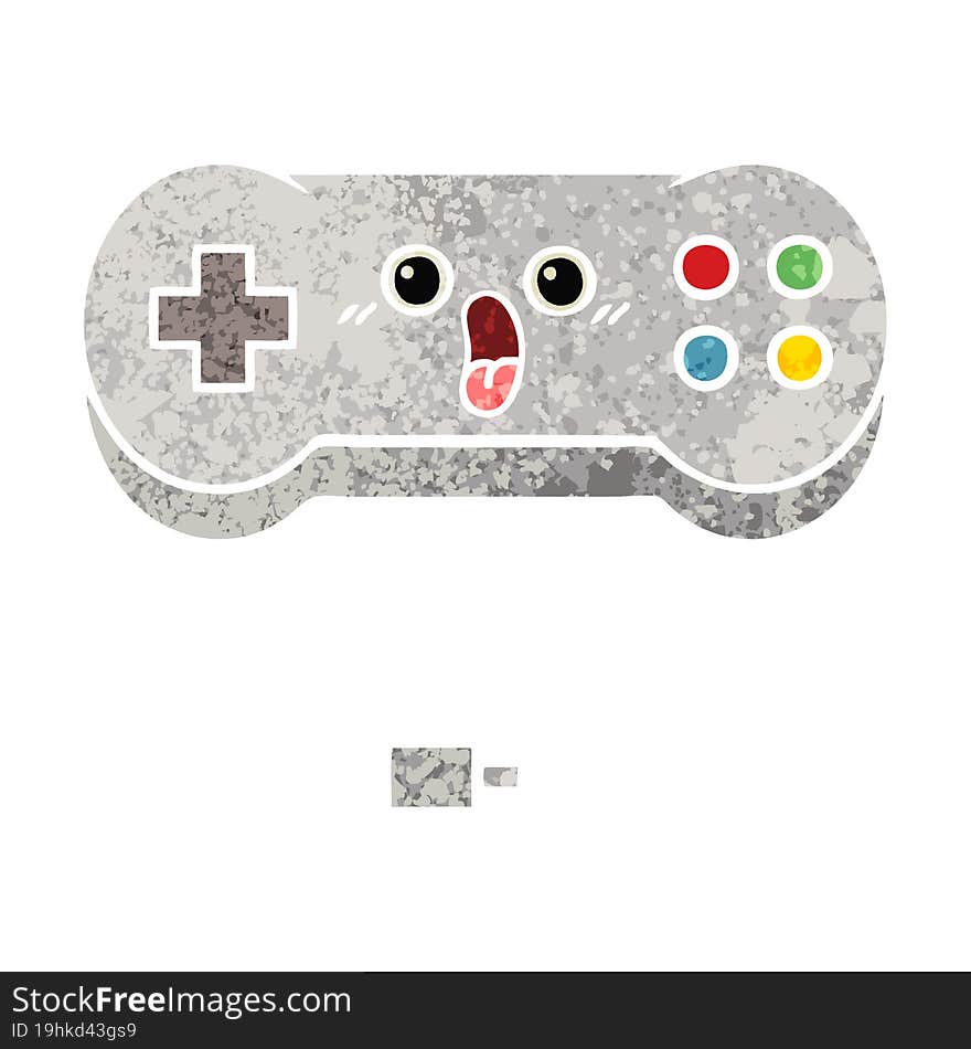 retro illustration style cartoon game controller