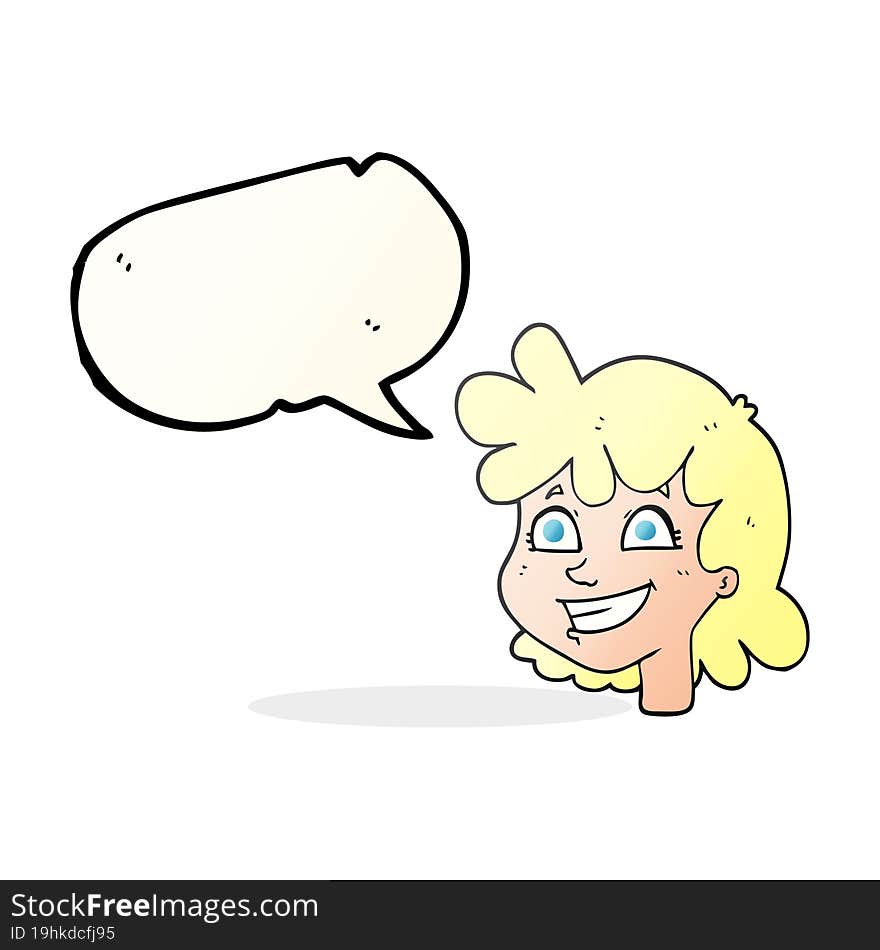 freehand drawn speech bubble cartoon female face