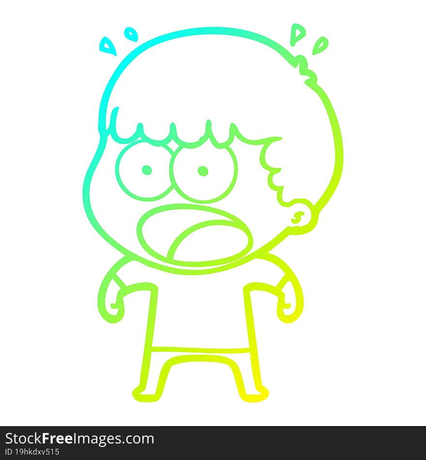 cold gradient line drawing of a cartoon shocked man