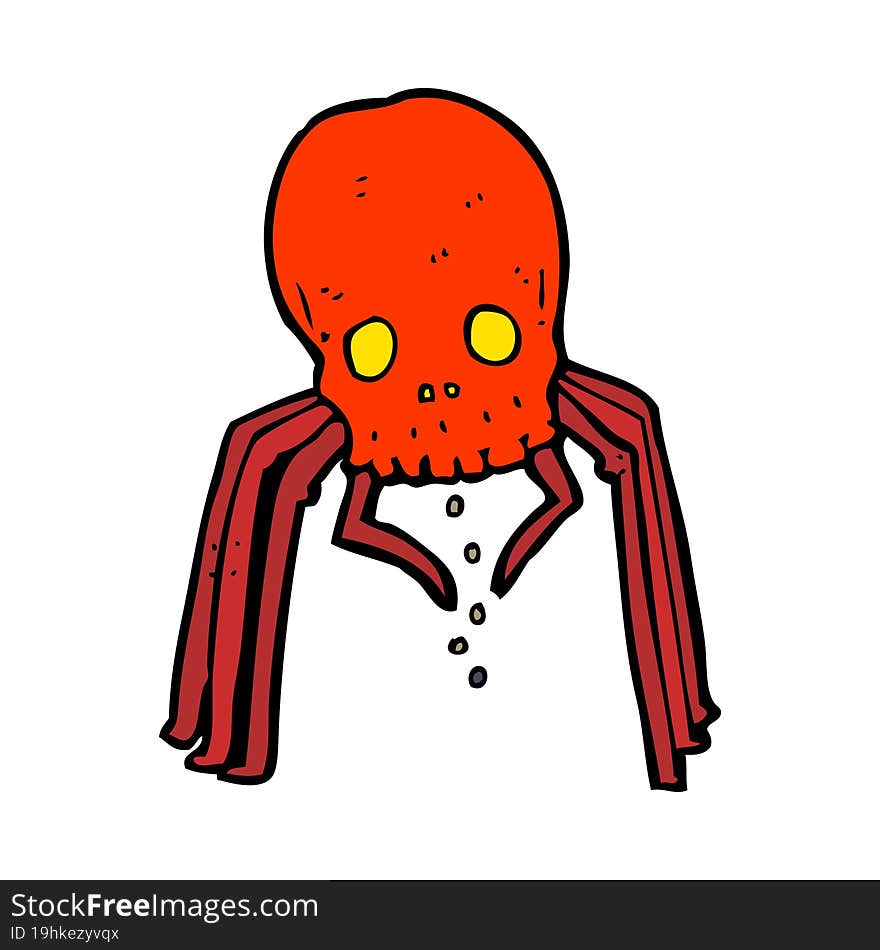 Cartoon Spooky Skull Spider