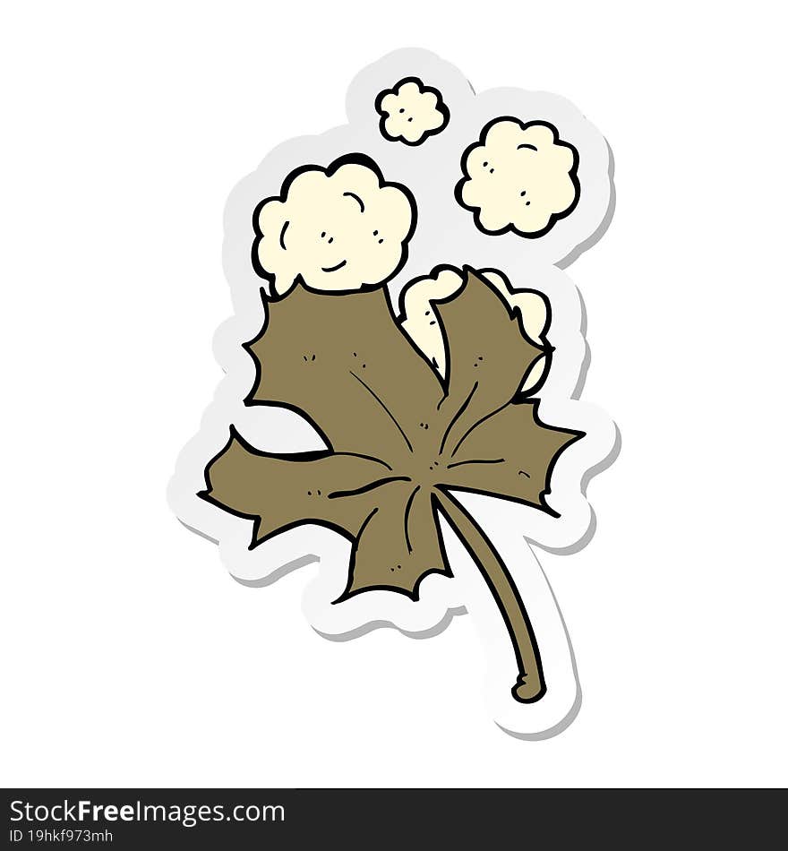 sticker of a cartoon old leaf