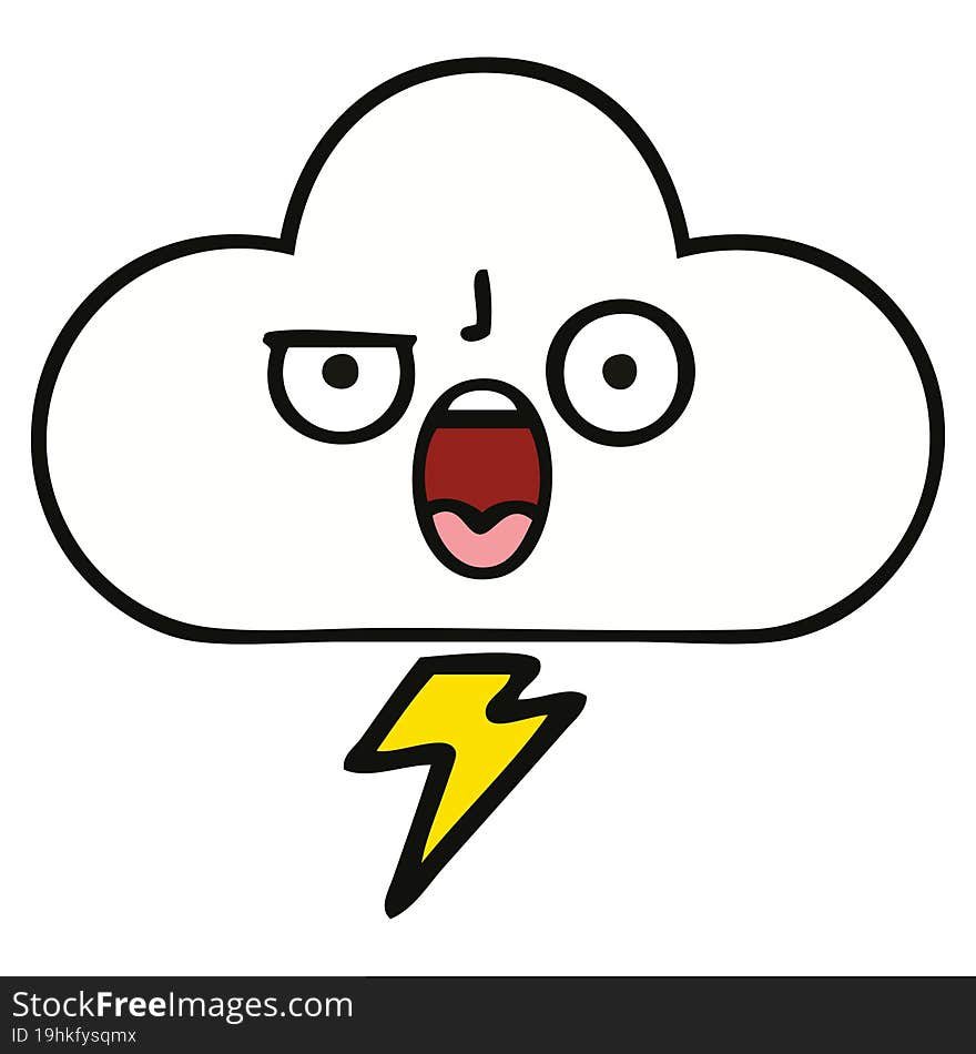 cute cartoon of a storm cloud. cute cartoon of a storm cloud