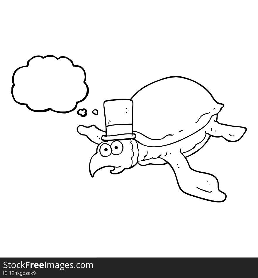 freehand drawn thought bubble cartoon turtle