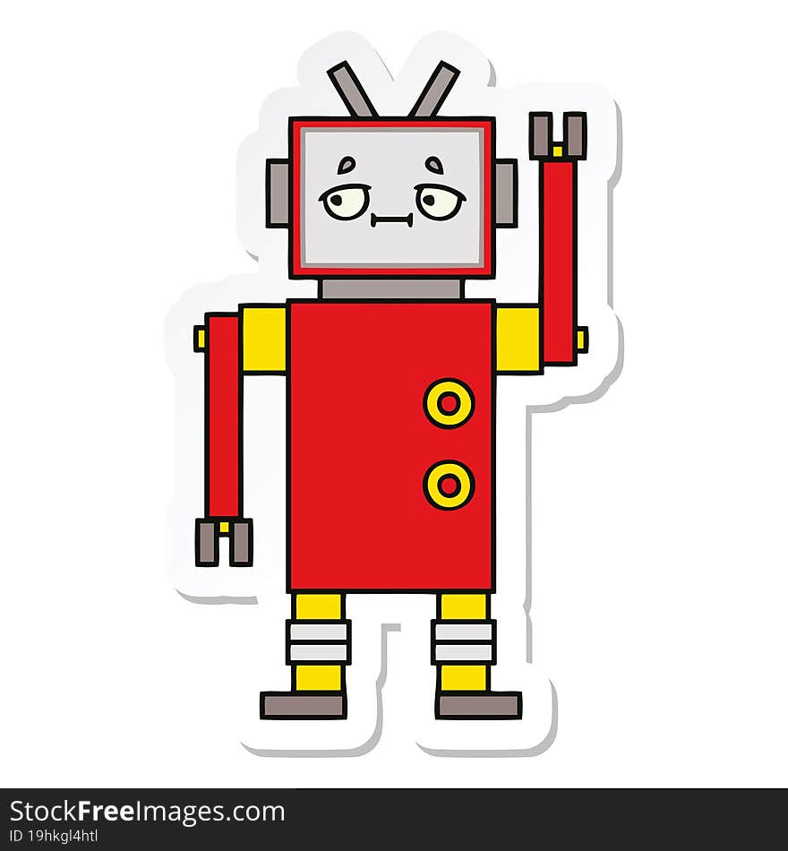 sticker of a cute cartoon robot