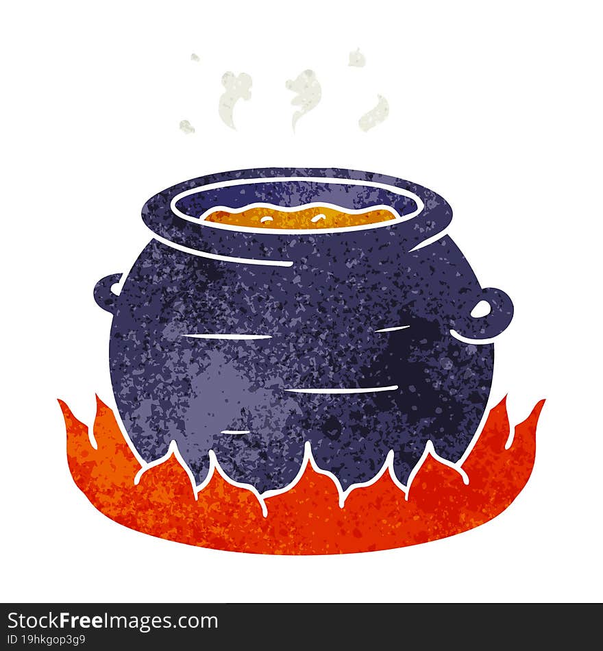 retro cartoon doodle of a pot of stew