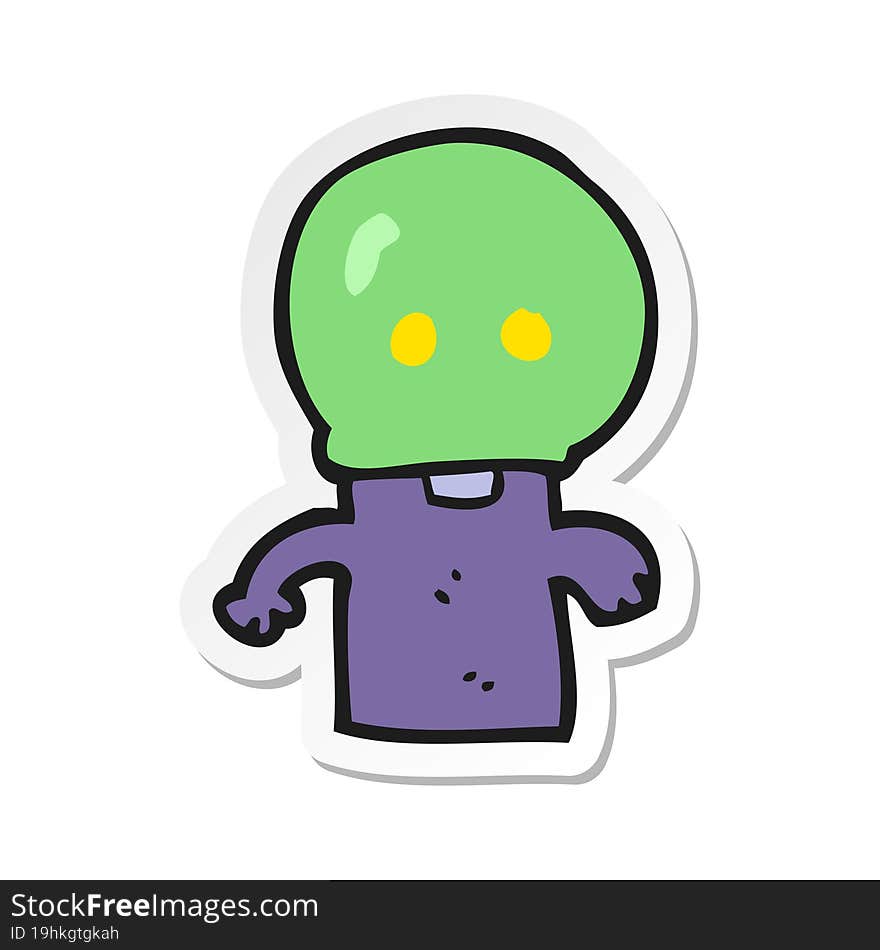 sticker of a cartoon little alien