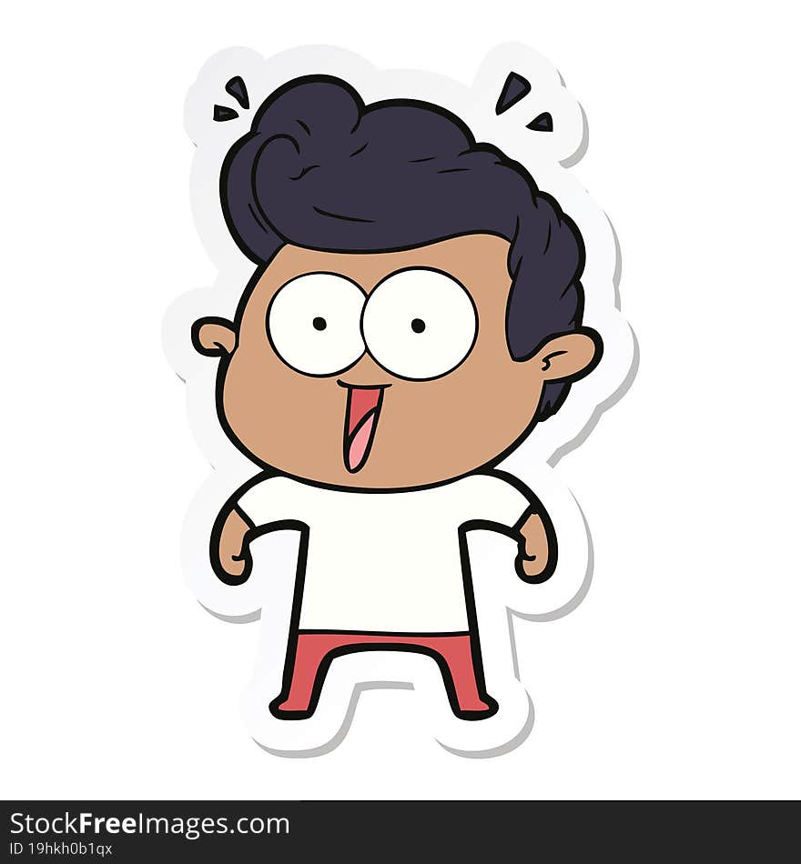 sticker of a cartoon excited man