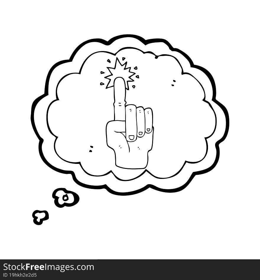 Thought Bubble Cartoon Pointing Hand