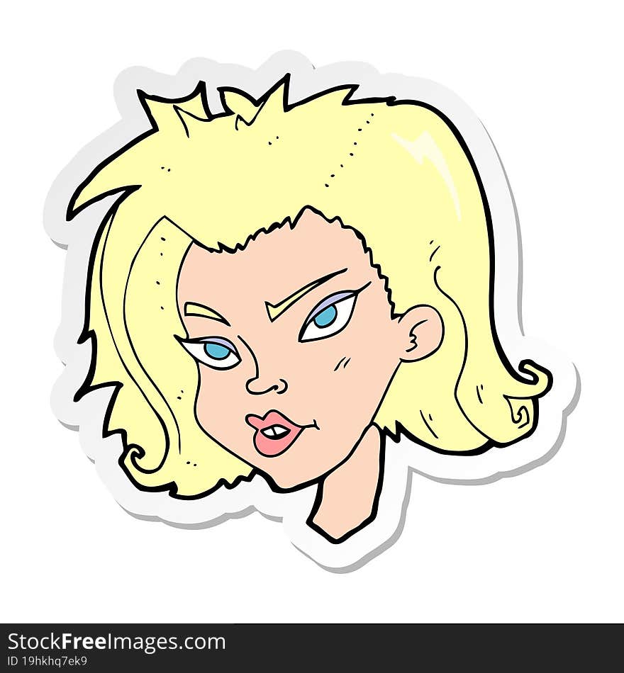 Sticker Of A Cartoon Female Face